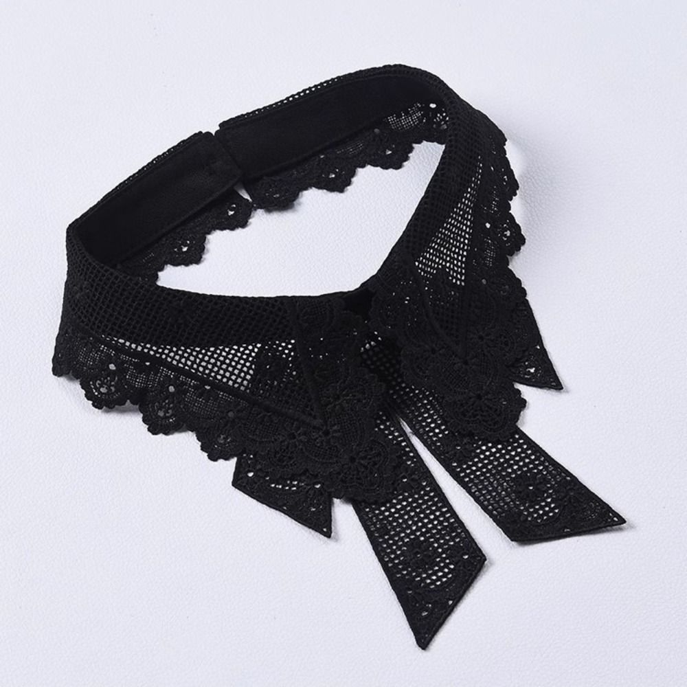 Fashion Lace Floral Fake Collar Detachable Black White Decoration Collar Wedding Dress Accessory Women Girls