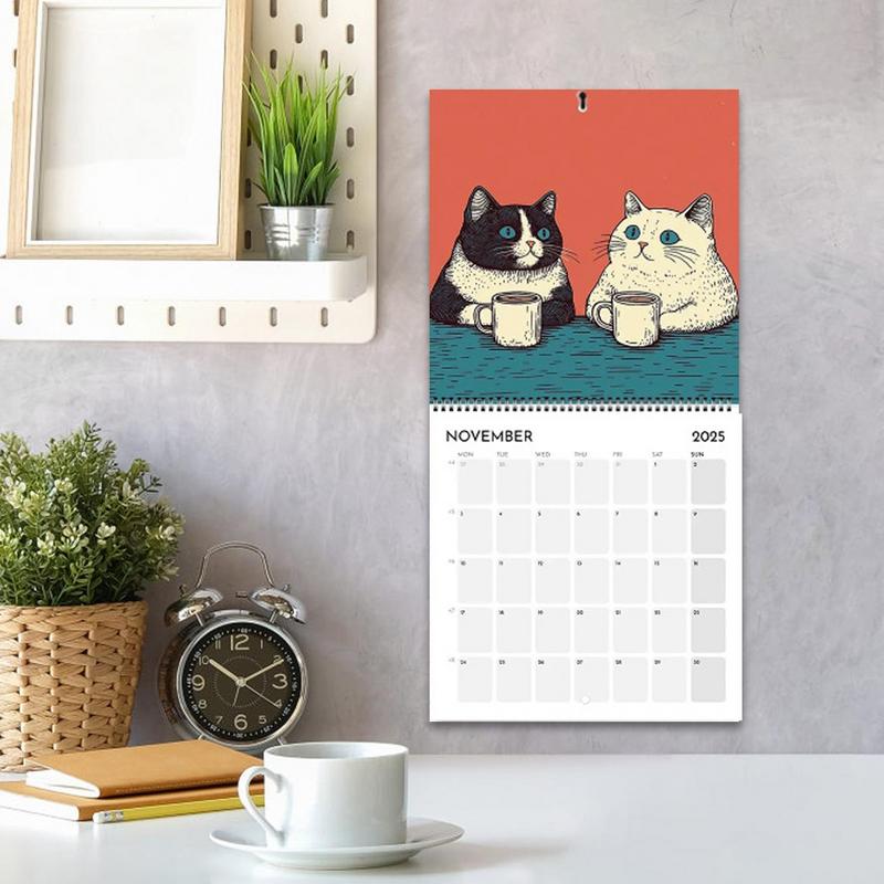 2025  Wall Calendar Cat Design Monthly Hangable Wall Calendar 12 Months 2025 Monthly Weekly Planner Calendar For Bedroom Office