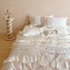 French Countryside Floral 100% Cotton Embroidered Lace Duvet Cover Set, includes Long-Staple Cotton Bed Sheet and Pillowcases.