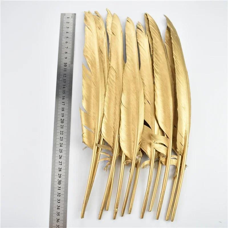 Gold Silver Goose Feathers For Crafts Duck Turkey Feather Decor Hats Jewelry Handicrafts Manmade Decorations Wedding Accessories
