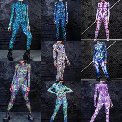 3D Digital Printing Stage Costumes for Adults Halloween Event Carnival Themed Party Cosplay Costume Role-playing Game Jumpsuit