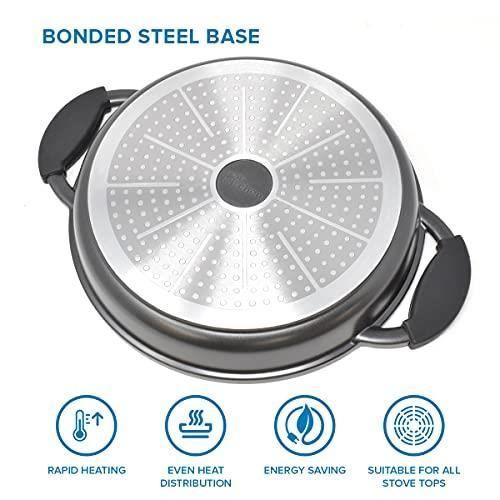 Poêle grill - joeji's kitchen - 27 cm - fonte striée - résistante aux températures extrêmes - tous feux