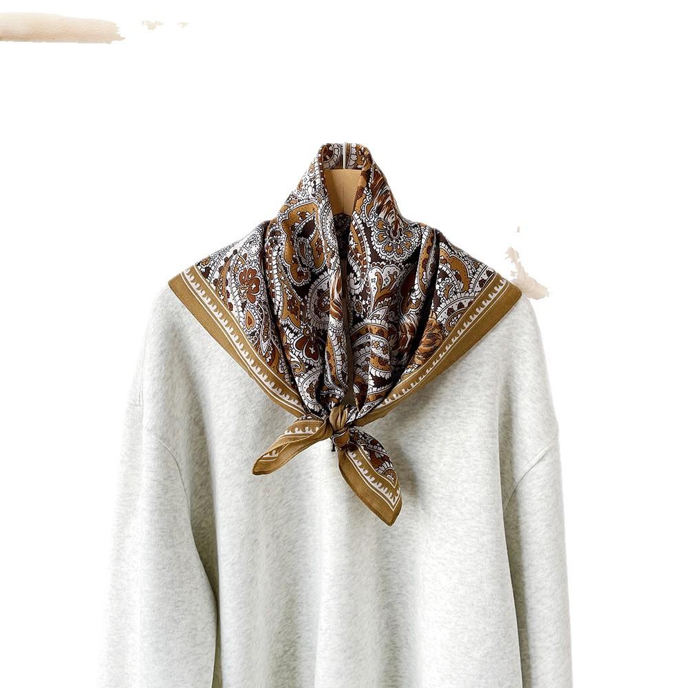 1116 New Versatile Cashew Nut Square Scarf High-end Silk Scarf Women's Spring and Summer Temperament Light Luxury Women's Decorative Silk Scarf