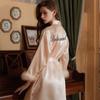 Bridal Feathered Satin Kimono Robe for Bridesmaids and Morning Prep