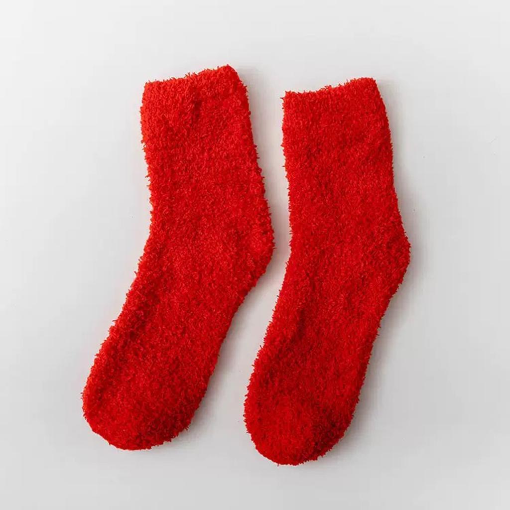 Ladies' Warm Plush Socks, Floor Socks, Candy Colored Medium Socks
