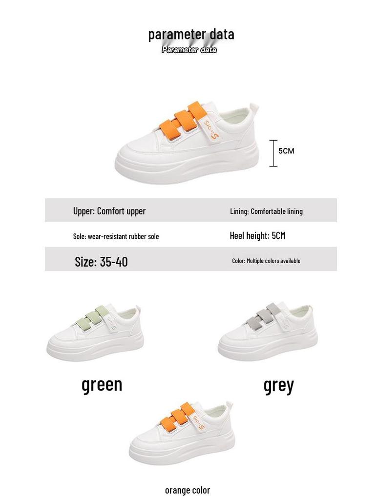 Damen 2024 Herbst Koreanischer Stil Klettverschluss Weiße Sneakers – Atmungsaktiv, Lässig, Sportliche Schuhe