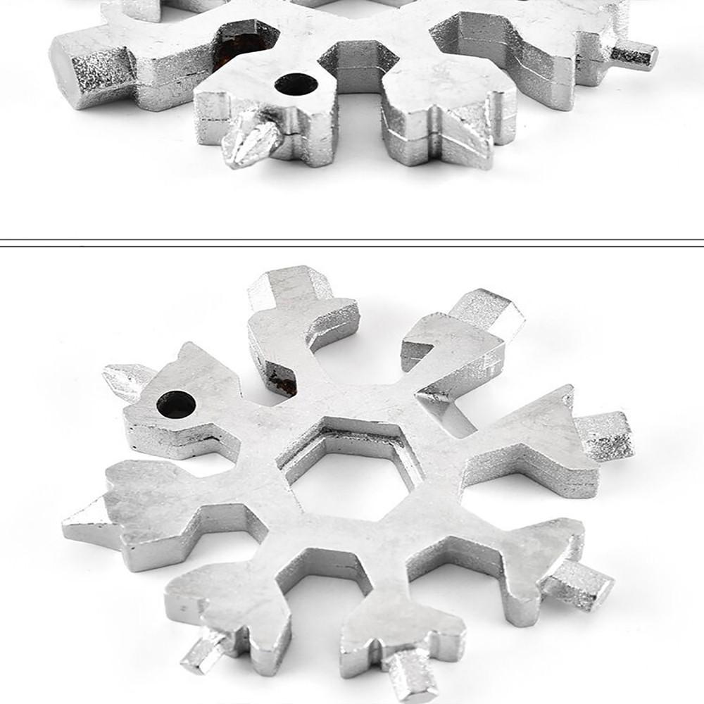 Portable 18 In 1 Mini Snowflake Multi Pocket Tool Spanner Hex  Multipurpose Camp Survive Outdoor Hike Key Ring Key Chain