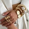 Exaggerated Large Pearl Open Bracelet Bracelet Metal Water Drop Wide-Sided Striped Spring Buckle Bracelet