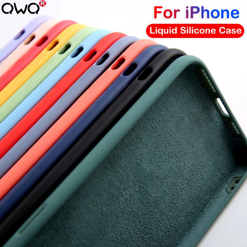 Luxury Liquid Silicone Case For iPhone 15 14 13 12 11 Pro Max Case For iPhone 13 12 Mini X XR XS MAX 8 7 Plus Shockproof Cover