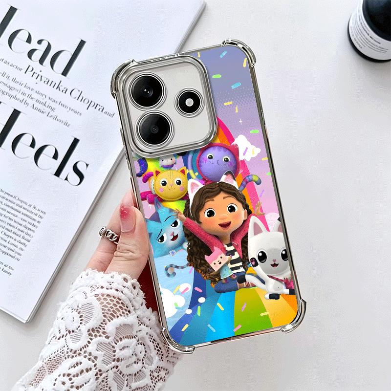 G-Gabbys Dollhouse Cartoon Plating Phone Case For Xiaomi Redmi Note 14 15 Pro Plus 13 12 11 11S 11T 10 9S 9 5G Anti-Fall Airabag