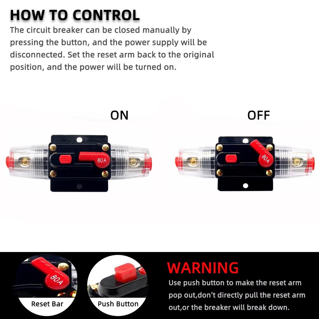 Car Circuit Breaker Fuse Reset 20A 30A 40A 50A 60A 80A 100A 150A Reset Fuse Car Boat Waterproof Marine Circuit Breaker Fuse Holders1