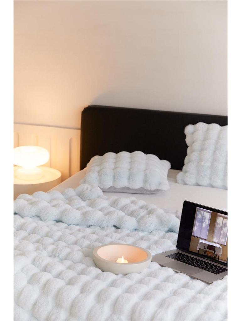 Winter Tuscany Rabbit Hair Plush Throw Blanket - Korean Gentle Style, Light Luxury for Sofa or Office.