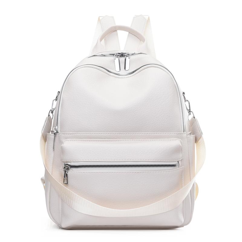 

Women s Solid Color Backpack Soft Leather Bag бежевий