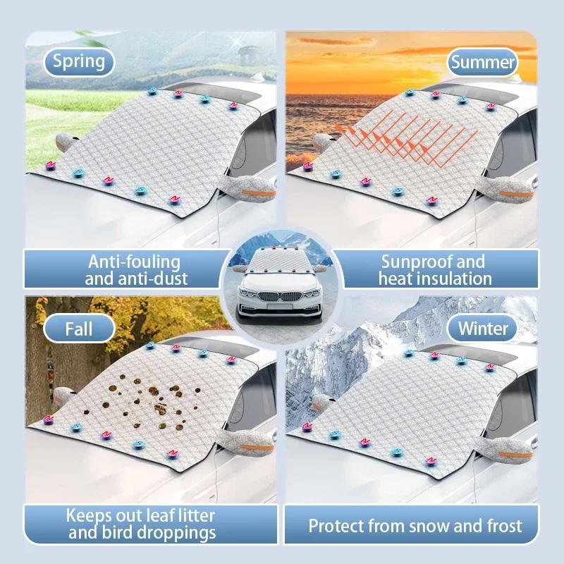 For Fiat 500 Panda Ducato 500L 600 Lancia Grande Punto Cronos  Magnetic Car Front Windshield Anti-Snow Shield Sunshade Cover