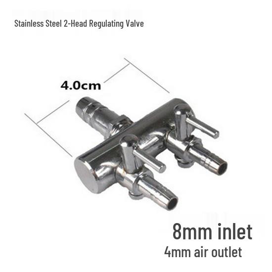Stainless Steel Aquarium Oxygen Flow Control Valve & Nickel-Plated Copper Splitter