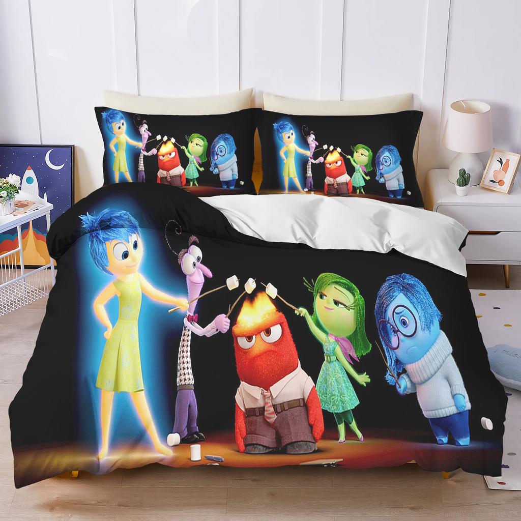 Inside Out Anime Home Bedroom Comforte Nordic polyester material suitable for children and adults 3-piece set
