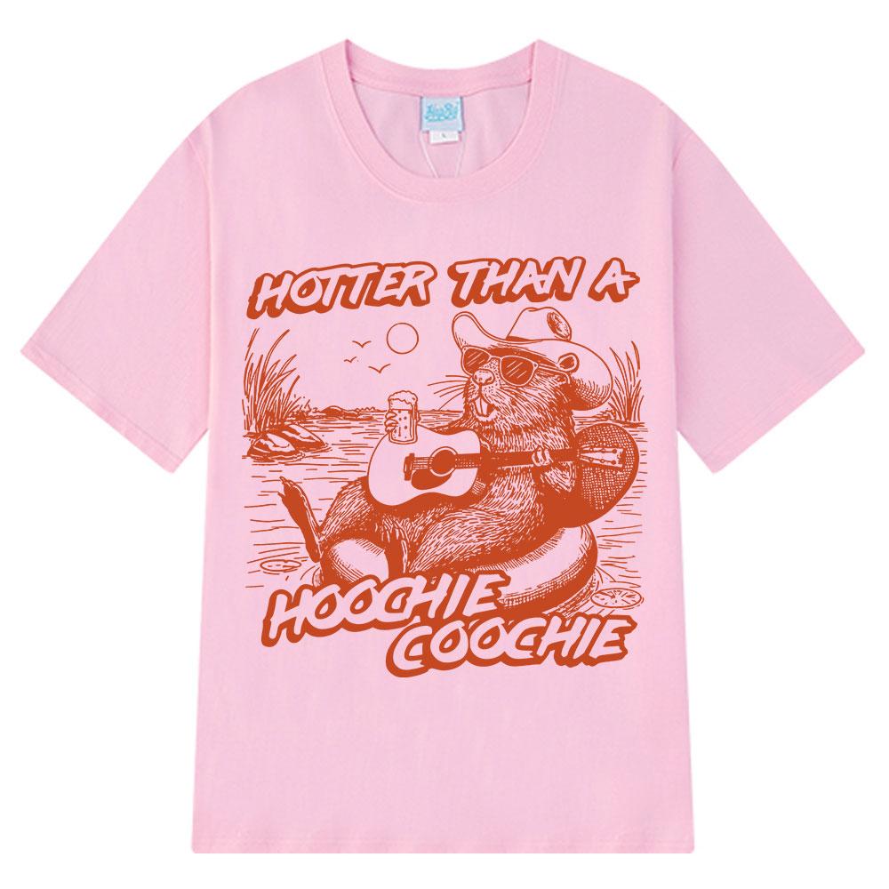 2025 Summer Hotter Than A Hoochie Coochie Cute Beaver Beach 90s Country Music Men Women Vintage Cotton Breathable Tshirts Y2k