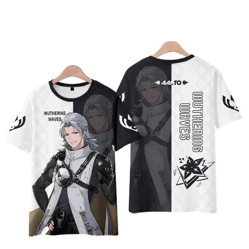 Tricouri Wuthering Waves Cartethyia Imprimate 3D Vară Bărbați Femei Mânecă Scurtă Gât Rotund Tricou Top Harajuku Y2k Anime Cosplay Costum