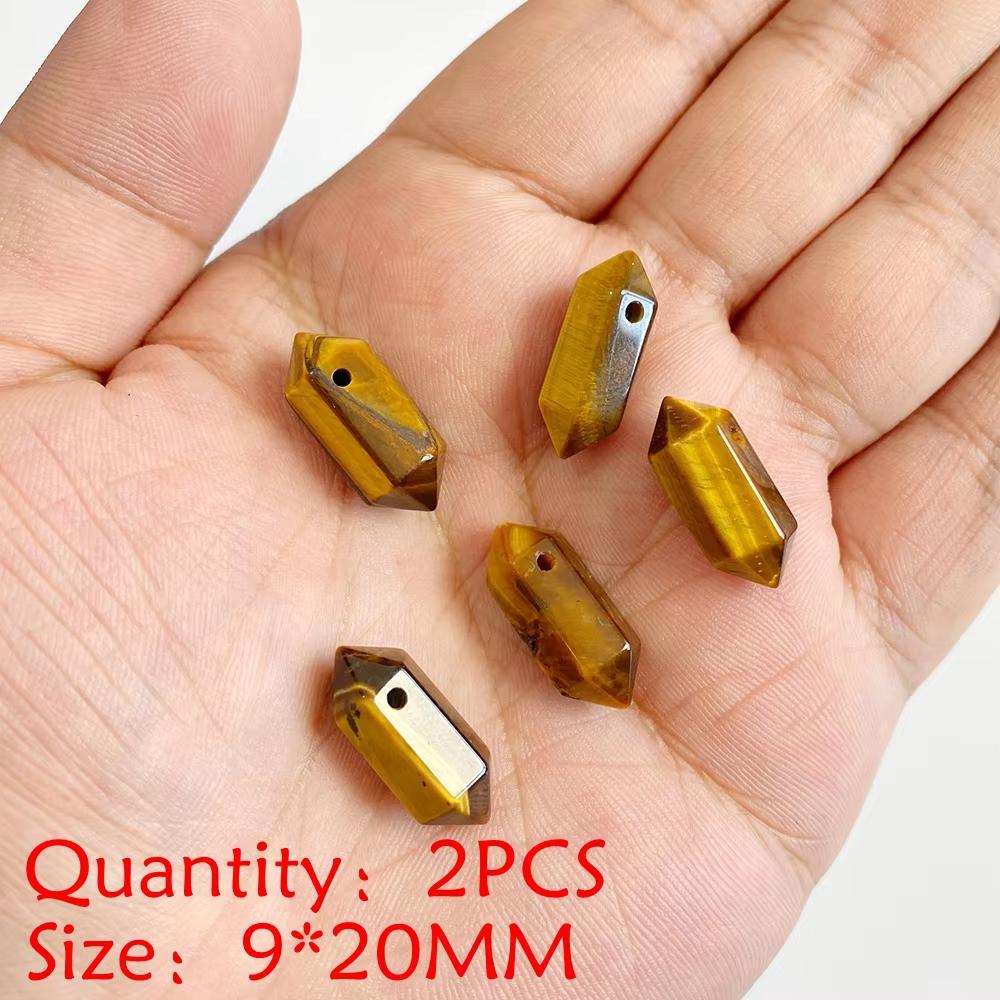2PCS Natural Yellow Tiger Eye Stone Pendant Heart Star Drop Shape Symbolizing bravery and wealth protection Amulet Healing Charm