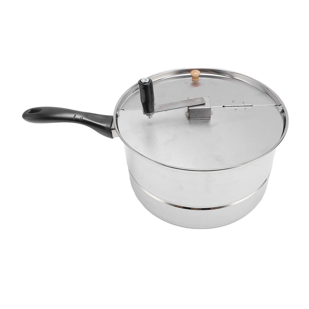 Aparat de Popcorn pentru Plită Oală de Popcorn din Oțel Inoxidabil cu Manivelă pentru Încălzire pe Gaz Electric