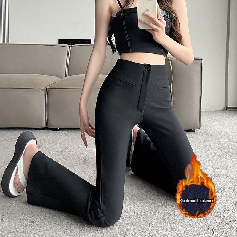 High-Waist Women's Micro-Flare Pants - Breathable, Slim, Elastic, Casual, Floor-Length for Spring and Summer