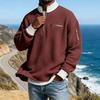 Men Waffle Sweatshirt Quarter Zip Stand Collar Casual Pullover Color Block Long Sleeve Top for Office Street Gym Wear