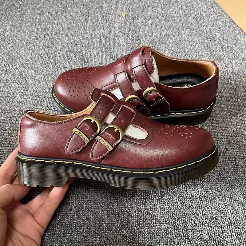 Zapatos de Mujer Maryjane Parte Superior Baja Estilo Británico Zapatos Casuales de Moda Diseño de Doble Hebilla Suela de Poliamida Verano Parte Superior de Goma
