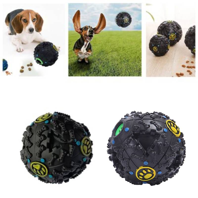 Dog Cat Pet Giggle Ball Tough Treat Sound Activity Training Squeaky Chew Fun Toy
