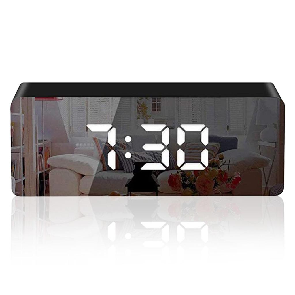 Digital Alarm Clock Big Screen LED Bedside Alarm Clock Mirror Clock Snooze
