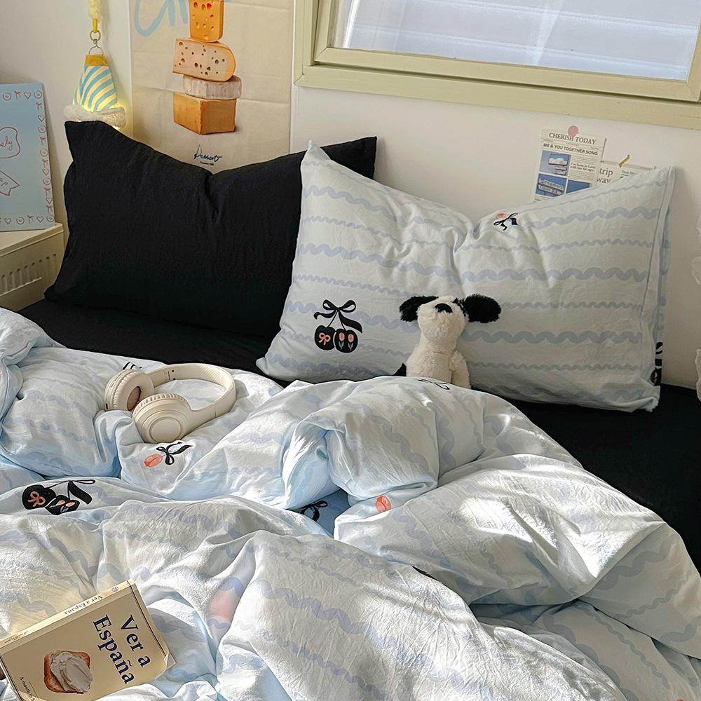 Cartoon Washed Cotton Pillowcases - Adult Spring Pair 48x74cm