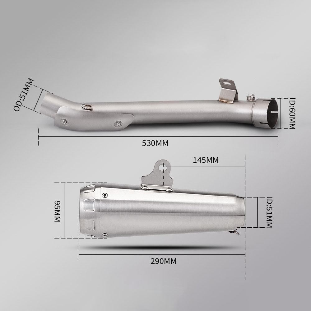 For Suzuki GSXR GSX-R 1000 07-11 GSXR1000 GSX-R1000 K7-K11 Motorcycle Exhaust Mid Link Pipe Escape Slip-On With Silvery Muffler