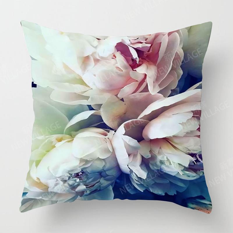 Home Decor Pink Peonies Floral Digital Print Pillow Cover Pattern Cushion Cover Suitable For Sofa Bedroom Car Pillow Cover