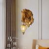 European Style Horse Head Wall Lamp with Electroplated Decorative Background for High-end Lights In Clubs and Hotel Lobbies