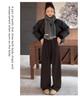 Women's Gray Cloud Scimitar Pants with Plus Velvet, Autumn/Winter 2025 - Woolen Wide-Leg, Drape, Relaxed Fit.