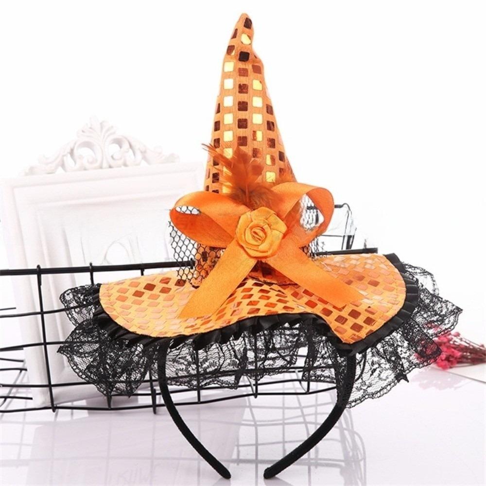 

Cartoon Halloween Party Hair Band Lace Headband Interesting Halloween Witch Hat Hair Hoop Girl