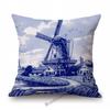 Traditional Deflt Blue Royal Holland Wildmill Toile De Jouy Art Decoration Sofa Throw Pillow Case Cotton Linen Cushion Cover