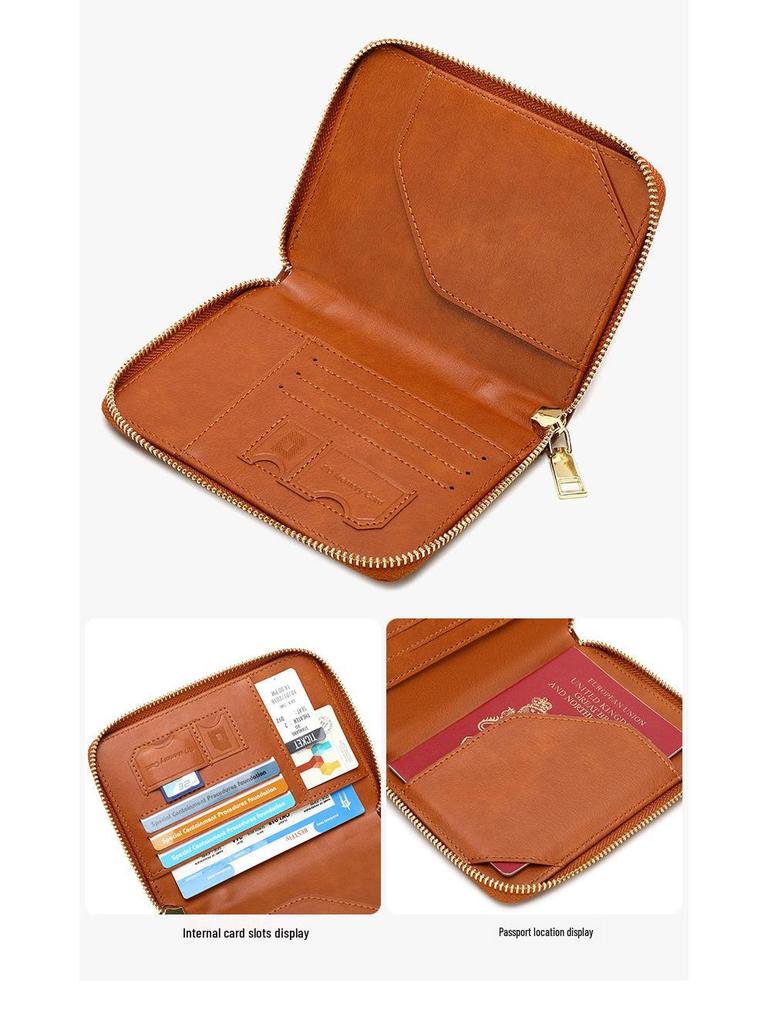 2024 RFID-Blocking Passport Holder: Multifunctional Zipper Travel Document Bag