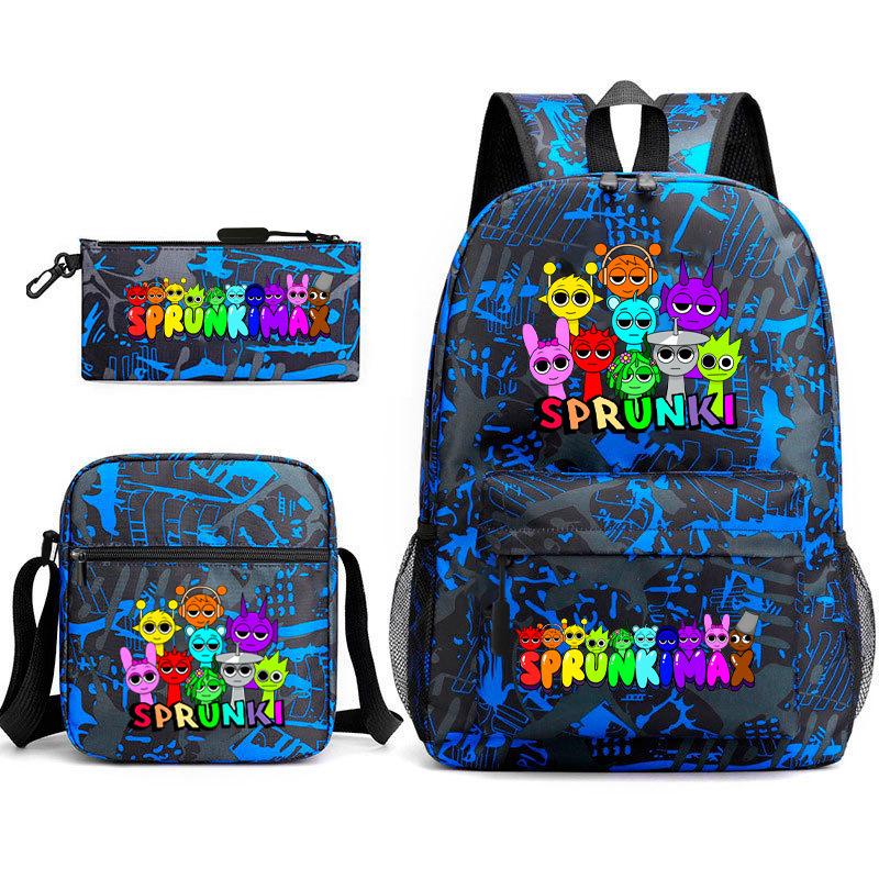 Anime Cartoon Backpack Sprunki Large Capacity Primary School Student Schoolbag Satchel Pencil Case