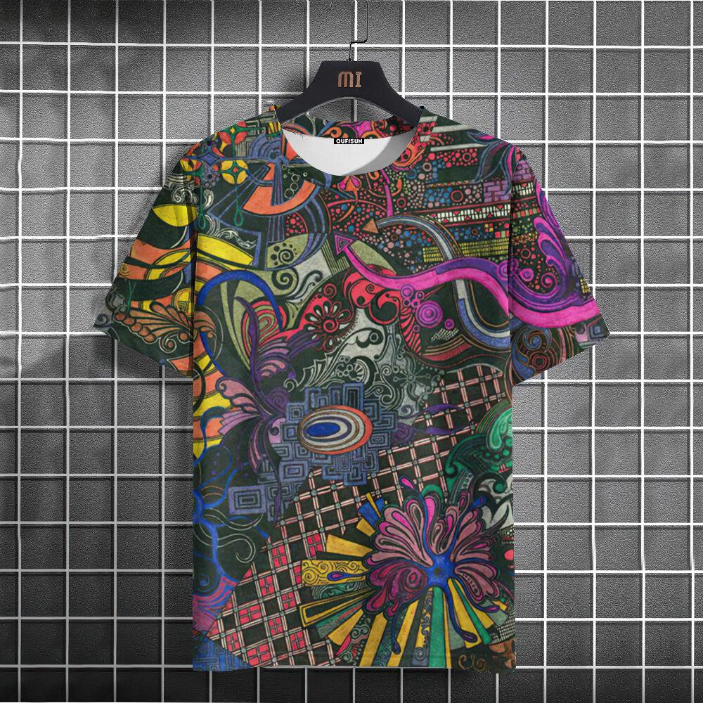 New Summer Men's T-Shirt 3D Ethnic Style Print Short Sleeve Casual Fashion T-Shirt for Men O Neck Tops Oversized Men's Clothing