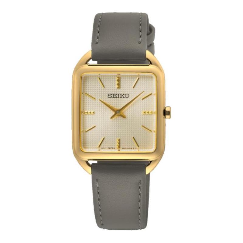 SEIKO 50 meters waterproof Quartz cowhide strap 34.8*26mm women s watch gold dial SWR090P1 золотой