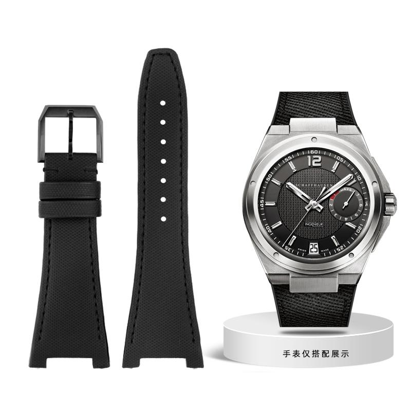 Nylonowo-skórzany pasek do zegarka IWC Engineer z wycięciem Pasek IW500501 IW378507 IW322703 Seria Czarny Sportowy płócienny pasek do zegarka