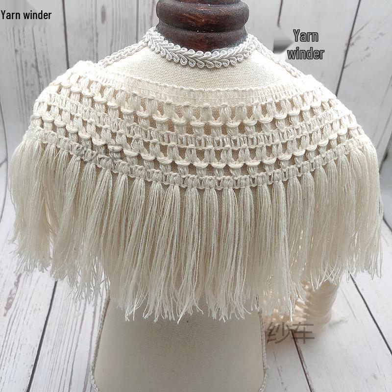 Expanded 12CM Cotton Hollow Fringe Lace Trim in Pastoral Beige