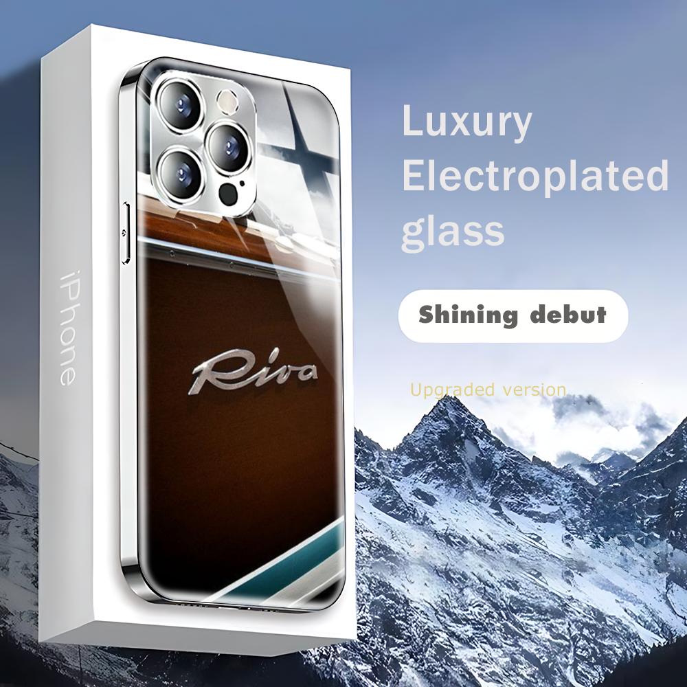 

RIVA Yacht Phone Case For iphone 17 16 15 14 13 12 Pro Plus Max New Electroplated glass Case iPhone 16 Pro Max