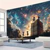 Magical Reading 2D Backdrop, Cosmic Sky & Bookstack Photo Background