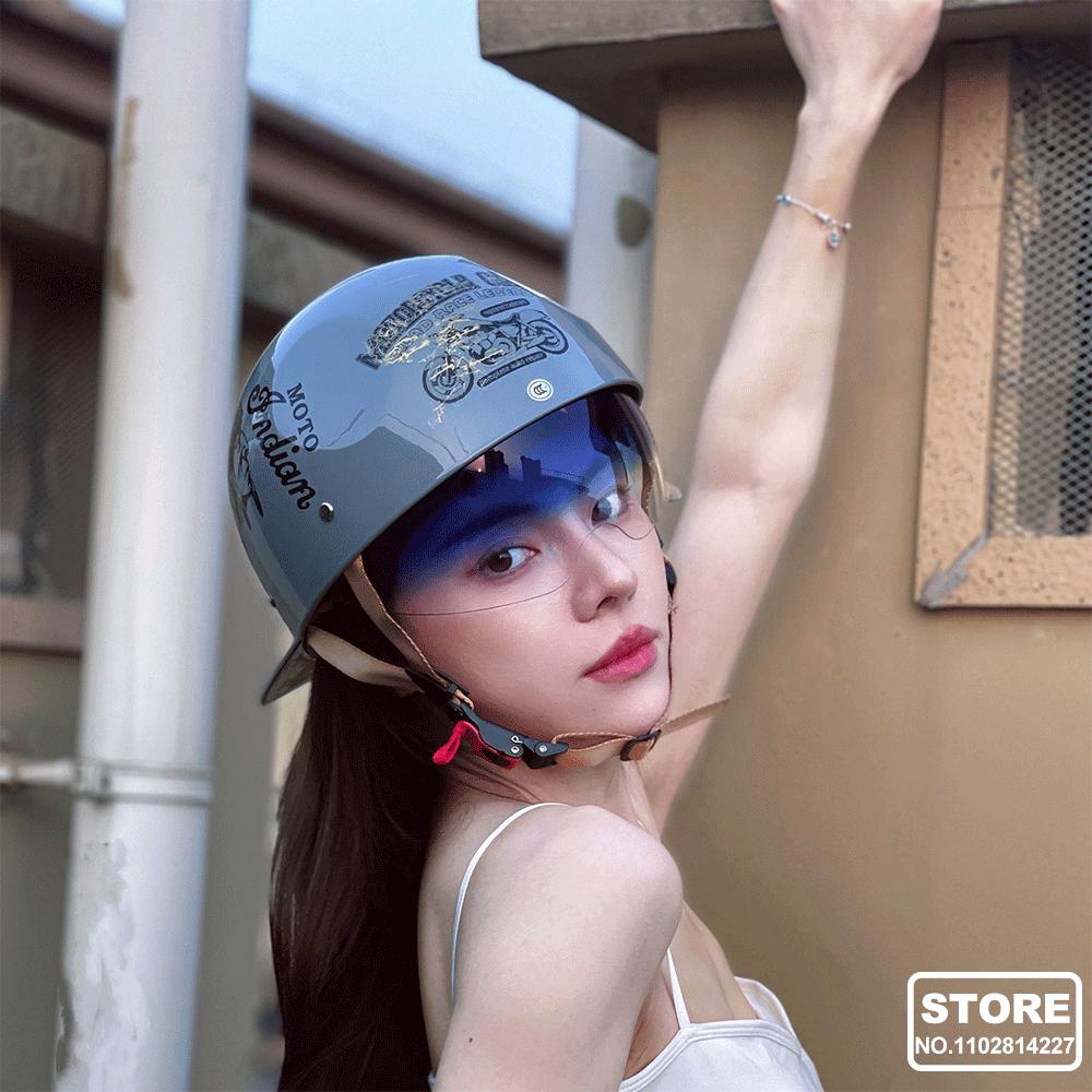 Motorbike Baseball Cap Half Helmet Riding Women Retro Motorcycle Half Helmet Anti Drop Motorcycle Scooter Helmet