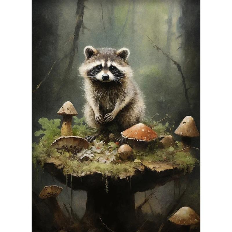 Rabbit Bunny Rustic Raccoon Frog Sheep Deer Bear Fox Forest Poster Canvas Painting Print for Living Room Home Decoration Cuadros