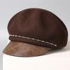 Autumn and Winter Light Luxury Handmade Diamond Chain Wool Cap Women's Versatile Fashion Newsboy Hat Trendy and Warm Felt Hat