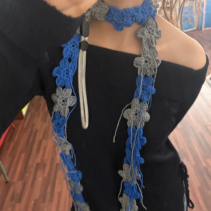 Bloom Chain Scarf - Blue/Gray