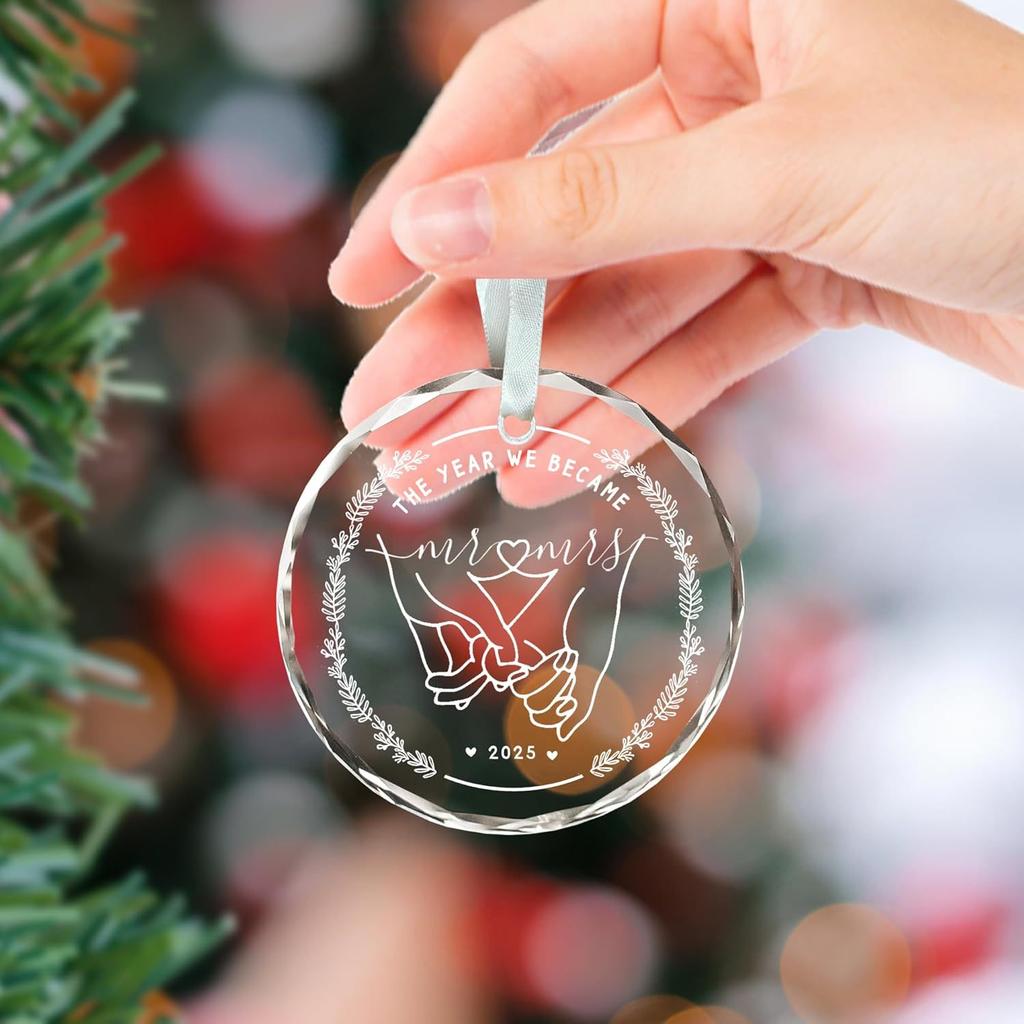 2025 Wedding Gifts, Christmas Gifts, Christmas Ornaments, Married Decorations, Christmas Ornaments, Crystal Glass Ornaments