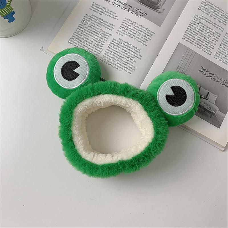 Frog Headbands Furry Plush Cartoon Headbands Hair Accessories for Girls and Womens Holiday Party Headwear